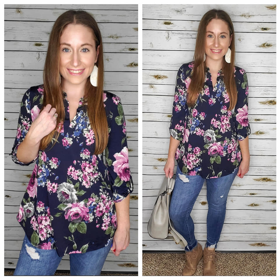 Navy Floral Go with the Flow Blouse