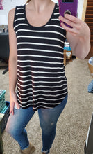 Load image into Gallery viewer, Black/White Stripe Luxe Tank