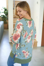 Load image into Gallery viewer, Blue Olive Floral Vneck Ultra Soft Sweater