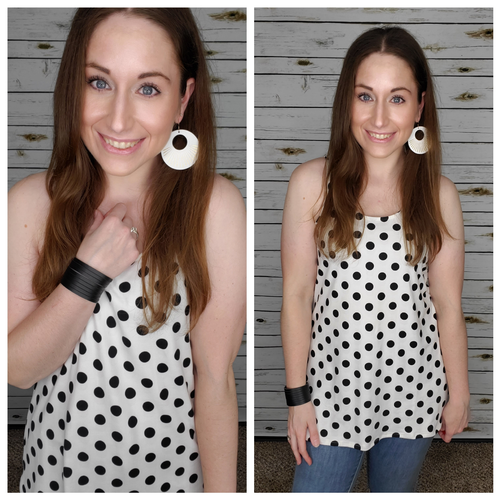 White/Black Polka Dot Luxe Essential Tank (S-3X)