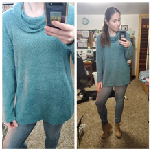 Load image into Gallery viewer, Super Soft Teal Green Brushed Cowlneck Sweater