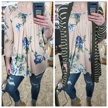 Load image into Gallery viewer, Olive Stripe Open Front Favorite Cardigan