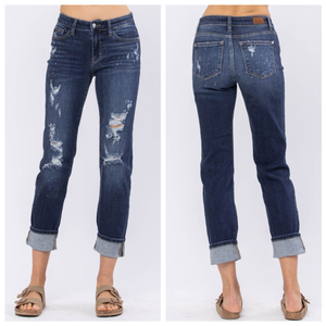 Judy Blue Bleach Splash Destroyed Boyfriend Jeans