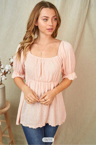 Sweet on You Pink Peasant Top