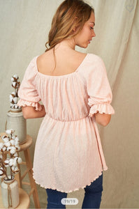 Sweet on You Pink Peasant Top