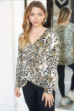 Load image into Gallery viewer, Mocha Leopard Twist Front Blouse